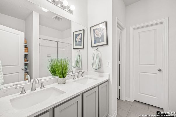 Bathroom, Dual Sink Vanities, Glass Shower, Interior