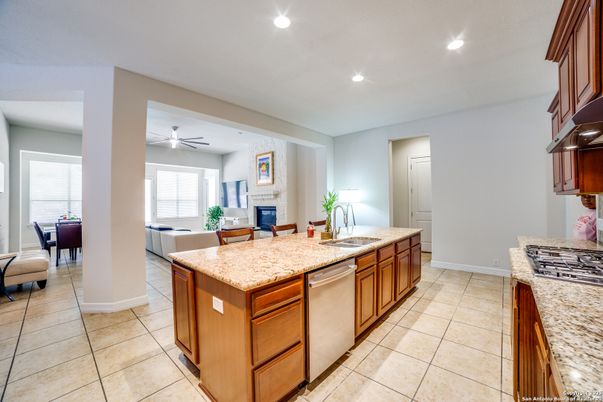 Dining room, Fireplace, Interior, Kitchen, Living room, Recessed Lighting