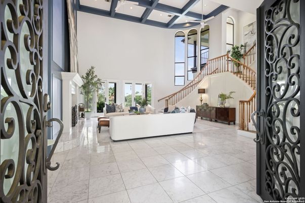 Fireplace, Interior, Living room, Marble, Recessed Lighting