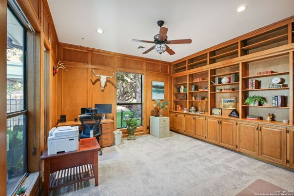Home Office, Interior, Recessed Lighting, Wooden Walls