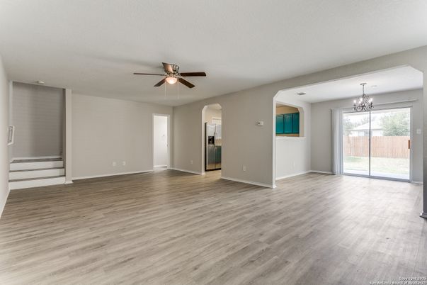 Chandelier, Empty room, Interior, Wood Texture Flooring