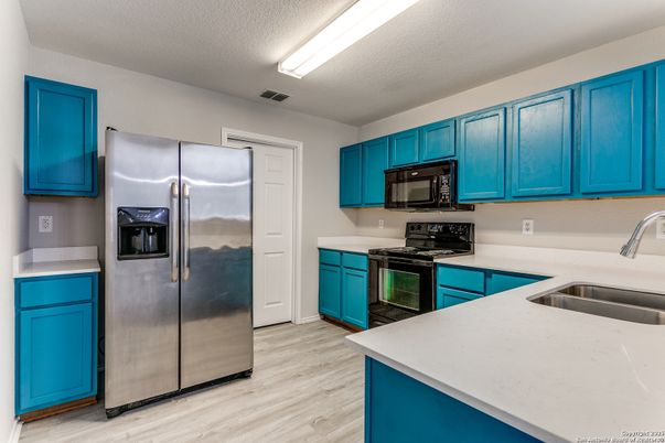 Interior, Kitchen, Stainless Steel Appliances, Wood Texture Flooring