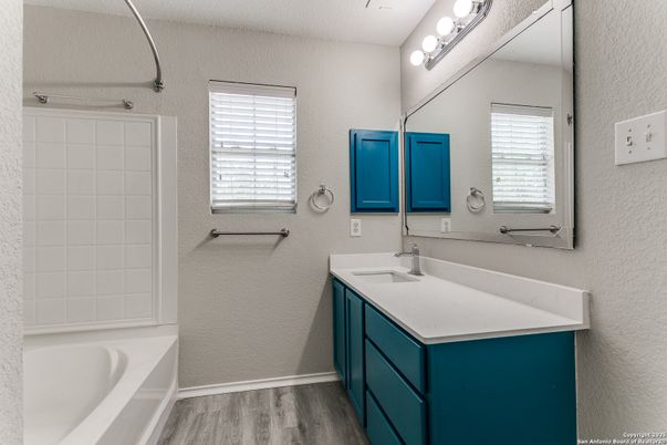 Bathroom, Dual Sink Vanities, Interior, Wood Texture Flooring