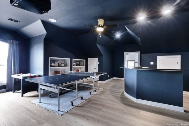 Game Room, Interior, Recessed Lighting, Wood Texture Flooring