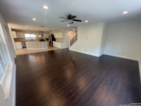 Interior, Kitchen, Pendant Lights, Recessed Lighting, Wood Texture Flooring