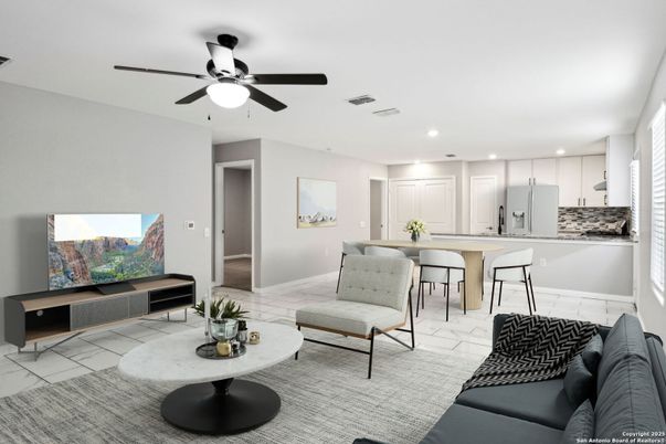 Interior, Kitchen, Living room, Recessed Lighting