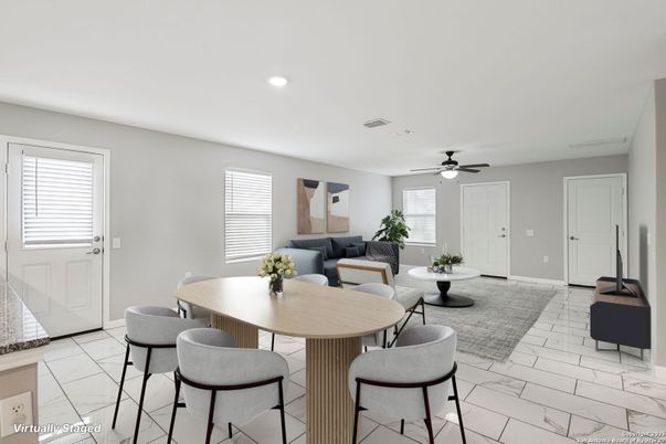Dining room, Interior, Living room, Marble, Recessed Lighting