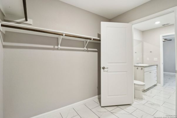 Bathroom, Interior, Marble, Recessed Lighting, Walk-in Closets