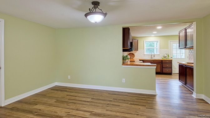 Interior, Kitchen, Recessed Lighting, Wood Texture Flooring