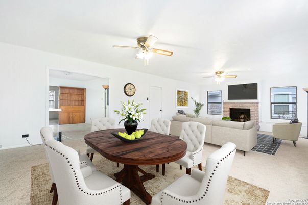 Dining room, Fireplace, Interior, Living room