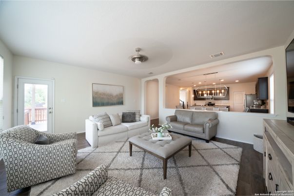 Interior, Kitchen, Living room, Pendant Lights, Recessed Lighting, Stainless Steel Appliances, Wood Texture Flooring