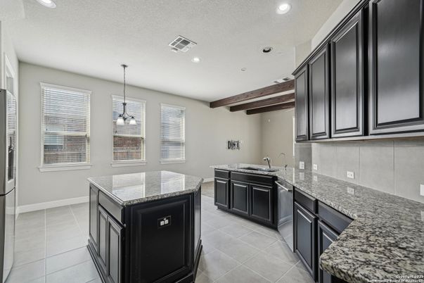 Interior, Kitchen, Pendant Lights, Recessed Lighting, Wooden Beams