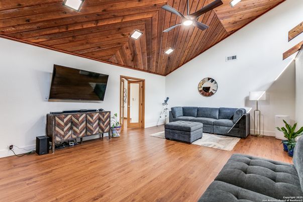 Interior, Living room, Recessed Lighting, Wooden Ceilings, Wood Texture Flooring
