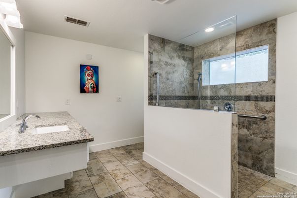 Bathroom, Glass Shower, Interior, Recessed Lighting