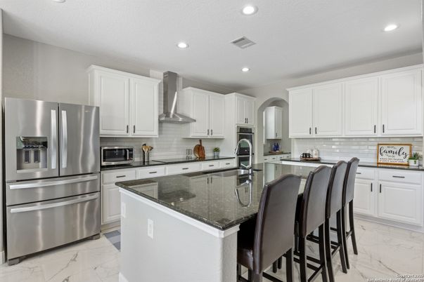 Interior, Kitchen, Marble, Recessed Lighting, Stainless Steel Appliances