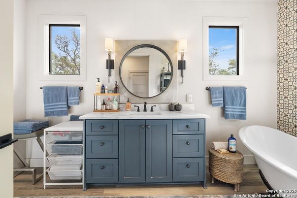 Bathroom, Free Standing Baths, Interior, Wood Texture Flooring