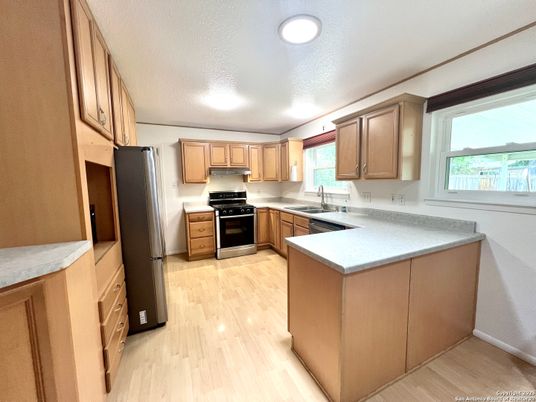 Interior, Kitchen, Recessed Lighting, Wood Texture Flooring