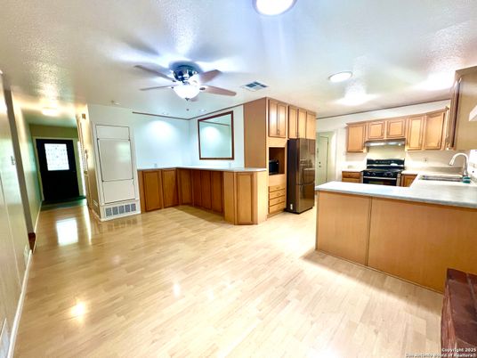 Interior, Kitchen, Recessed Lighting, Wood Texture Flooring