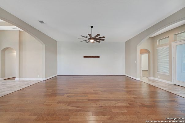 Empty room, Interior, Pendant Lights, Wood Texture Flooring