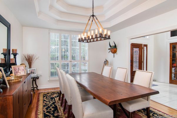 Chandelier, Dining room, Interior, Pendant Lights, Wood Texture Flooring
