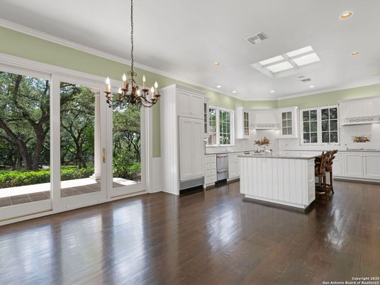 Chandelier, Interior, Kitchen, Recessed Lighting, Wood Texture Flooring