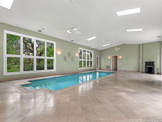 Fireplace, Interior, Pendant Lights, Pool