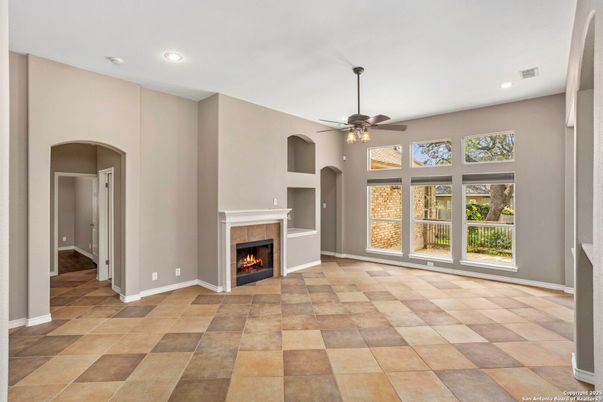 Empty room, Fireplace, Interior, Recessed Lighting