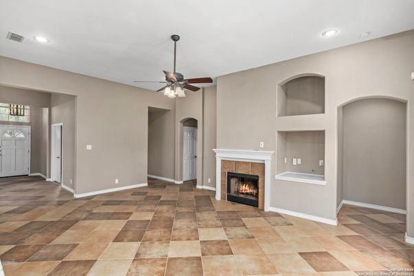 Empty room, Fireplace, Interior, Recessed Lighting