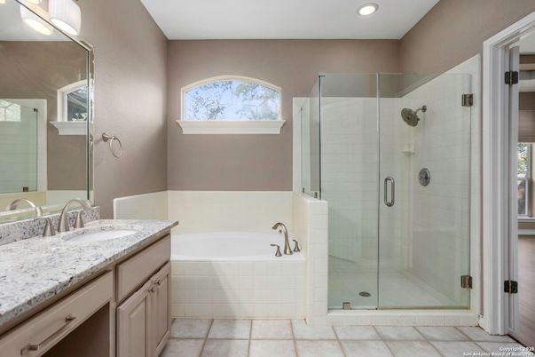 Bathroom, Dual Sink Vanities, Glass Shower, Interior, Recessed Lighting