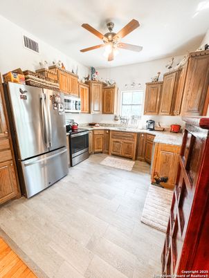 Interior, Kitchen, Stainless Steel Appliances, Wood Texture Flooring