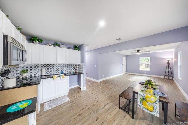 Interior, Kitchen, Recessed Lighting, Wood Texture Flooring