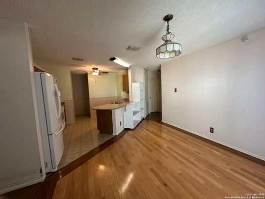 Interior, Kitchen, Pendant Lights, Wood Texture Flooring