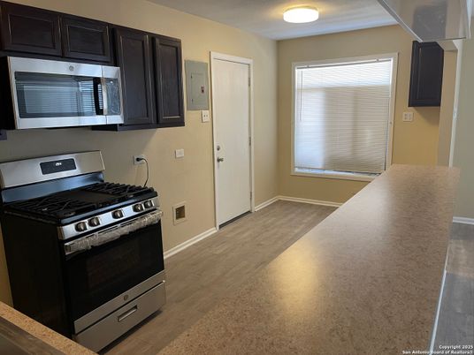 Interior, Kitchen, Stainless Steel Appliances, Wood Texture Flooring
