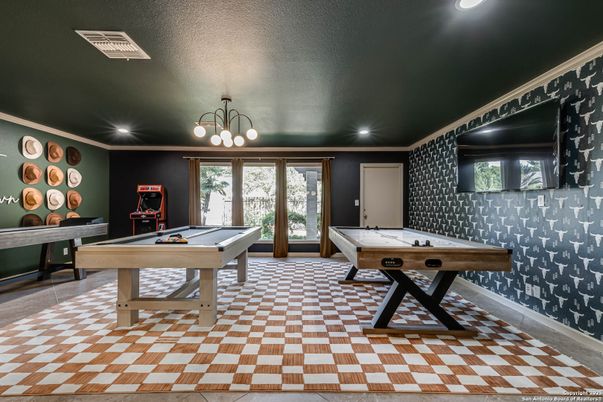 Billiard Table, Game Room, Interior, Pendant Lights, Recessed Lighting