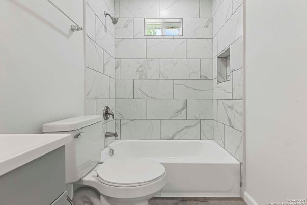 Bathroom, Interior, Marble Walls, Wood Texture Flooring