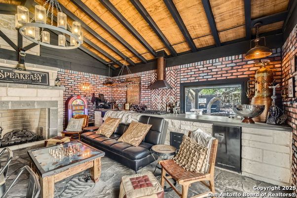 Fireplace, Interior, Living room, Pendant Lights, Stone Walls, Wooden Beams, Wooden Ceilings