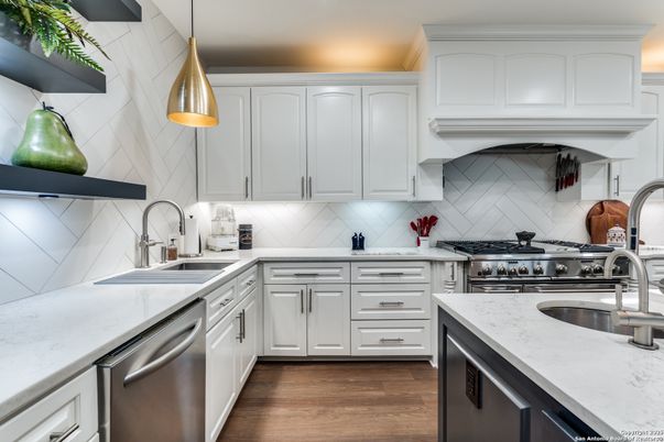 Interior, Kitchen, Pendant Lights, Stainless Steel Appliances, Wood Texture Flooring