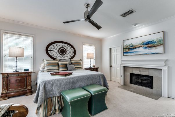 Bedroom, Fireplace, Interior