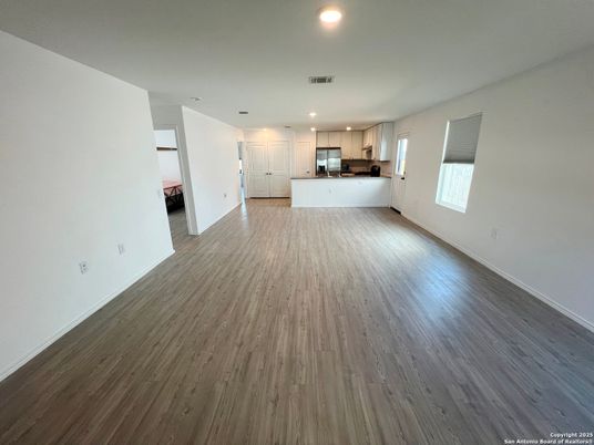 Empty room, Interior, Kitchen, Recessed Lighting, Wood Texture Flooring