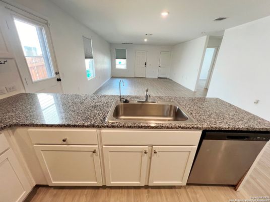 Interior, Kitchen, Recessed Lighting, Wood Texture Flooring