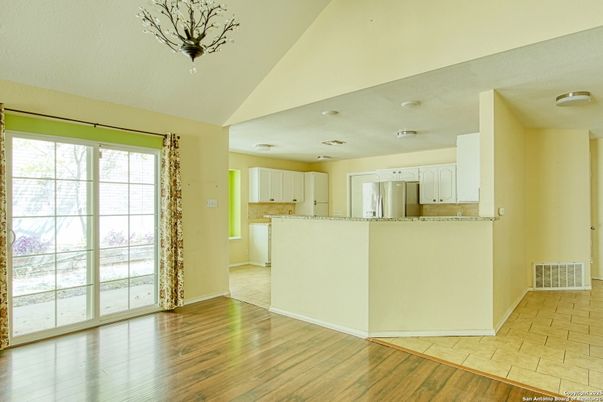 Interior, Kitchen, Recessed Lighting, Wood Texture Flooring