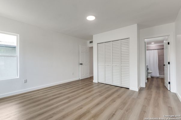 Bathroom, Empty room, Interior, Recessed Lighting, Wood Texture Flooring