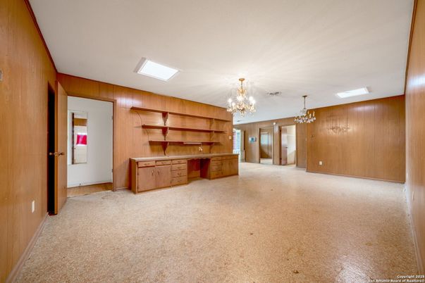 Chandelier, Empty room, Interior, Wooden Walls