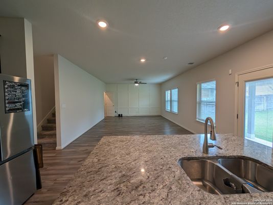 Interior, Kitchen, Recessed Lighting, Wood Texture Flooring