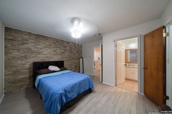 Bedroom, Interior, Stone Walls, Wood Texture Flooring