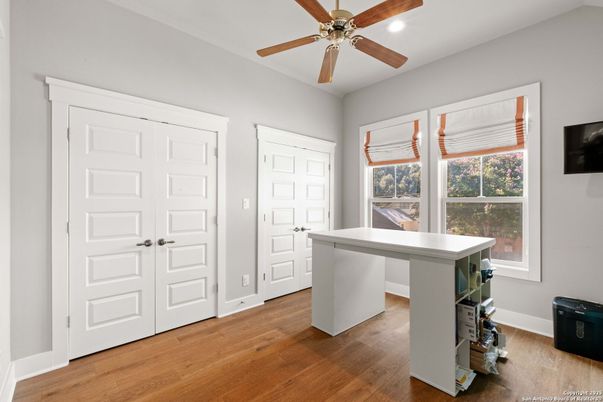 Home Office, Interior, Recessed Lighting, Wood Texture Flooring