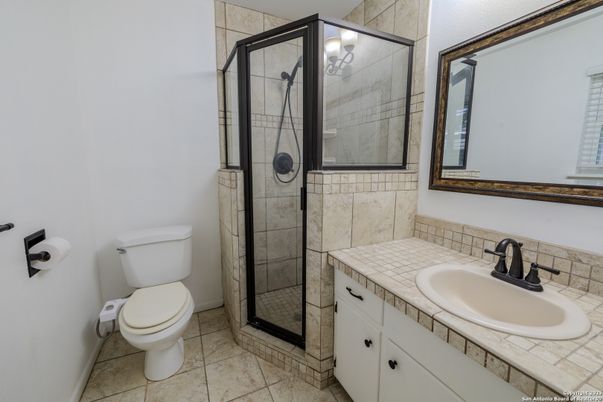Bathroom, Glass Shower, Interior, Tile Countertops
