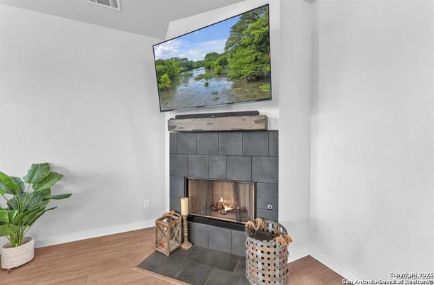 Fireplace, Interior, Wood Texture Flooring