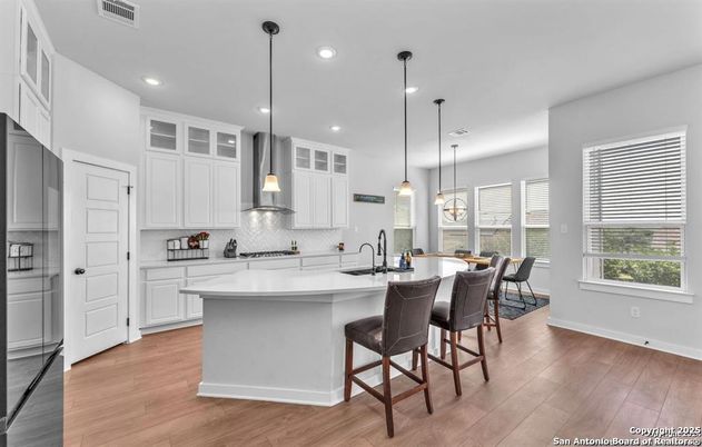 Interior, Kitchen, Pendant Lights, Recessed Lighting, Wood Texture Flooring