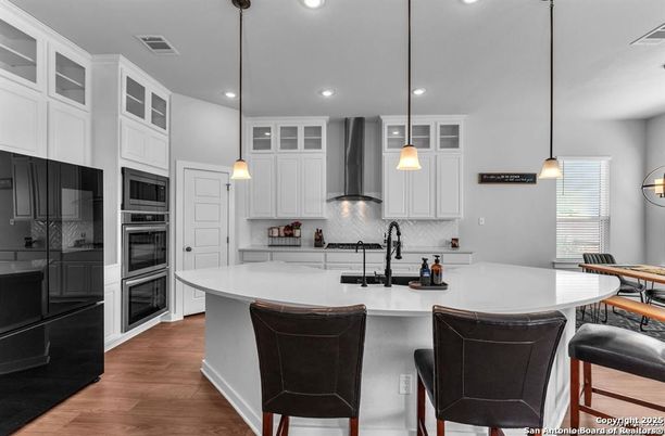 Interior, Kitchen, Pendant Lights, Recessed Lighting, Wood Texture Flooring